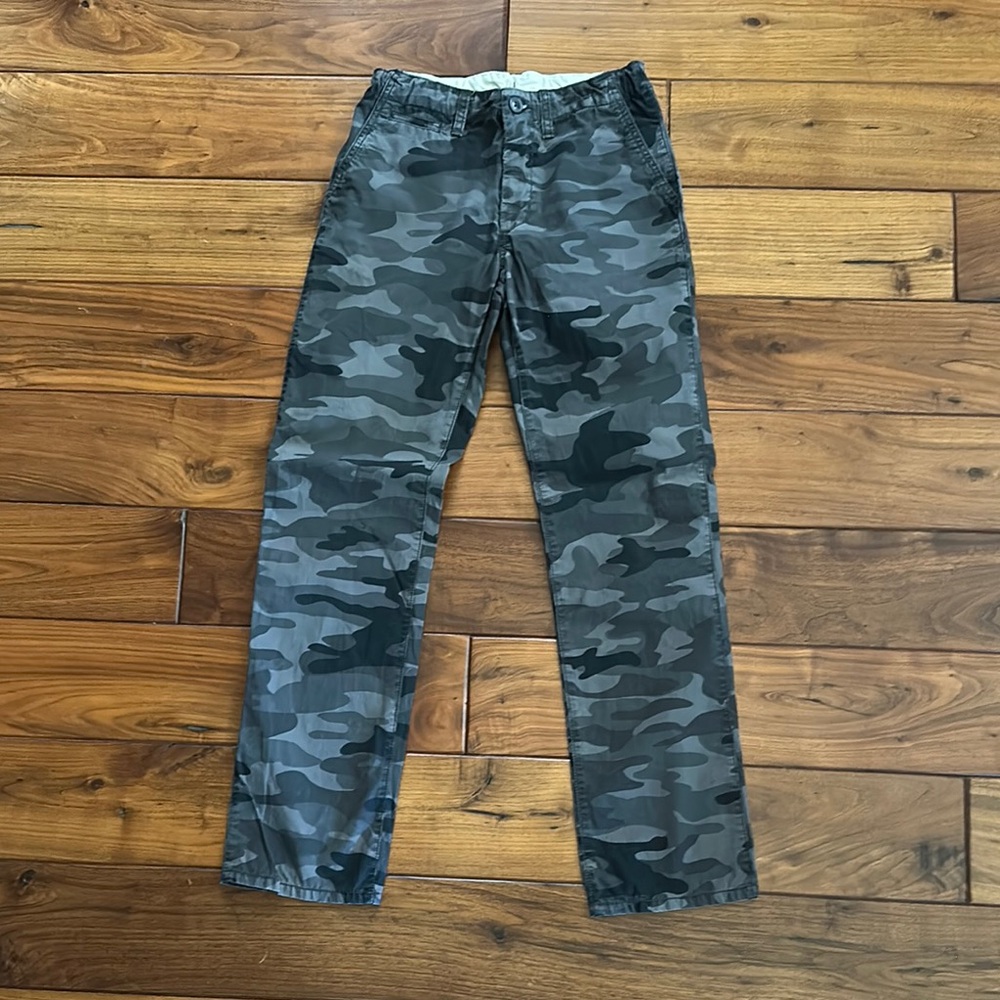 GAP Gray/Black Camouflage Pants W/Adjustable Waist & Belt Loops